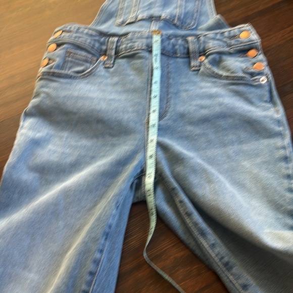 Universal Threads Long Light Wash Denim Overalls Raw Hem Stretch Blues 00/24 - Picture 5 of 8